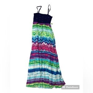 Justice spaghetti strap maxi dress bright pattern | girls 12 | summer vacation